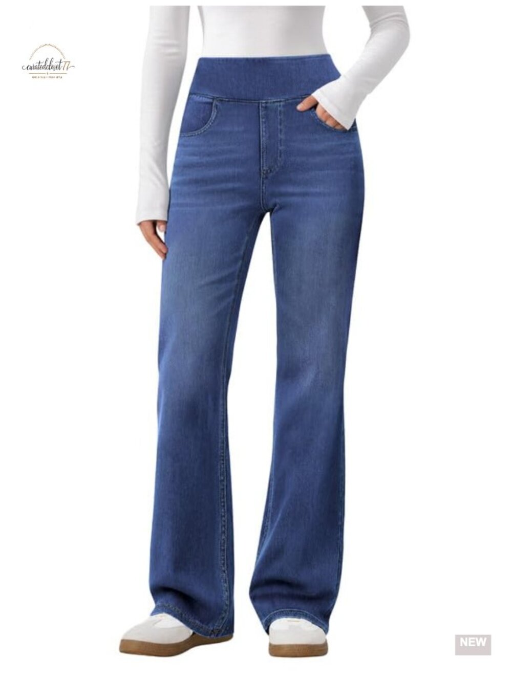 Pull On Bootcut Jeans Women High Rise Stretchy Flare Denim Pants